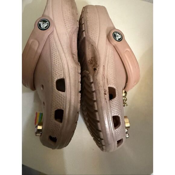 Crocs Girls Bling Chain Charm Jibbitz Classic Clog Sandals Pink Size 5 - Picture 9 of 13